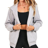 Anuohiss Full Zip Hoodie Sweatshirt for Women, Long Sleeve with Front Pockets, Light Grey-M…
