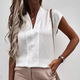 Anuohiss Summer Tops for Women 2024 Vacation Trendy V Neck Boho Short Sleeve Shirts Casual Loose Comfy Tunic Blouses